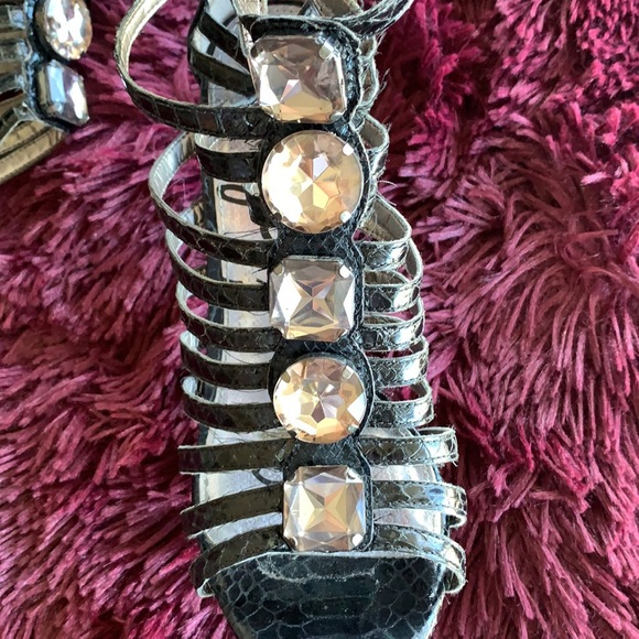 🎉HP🎉Sam Edelman “Hampton” Croc-Embossed Jewel Embellished Gladiator Heels - Picture 5 of 9